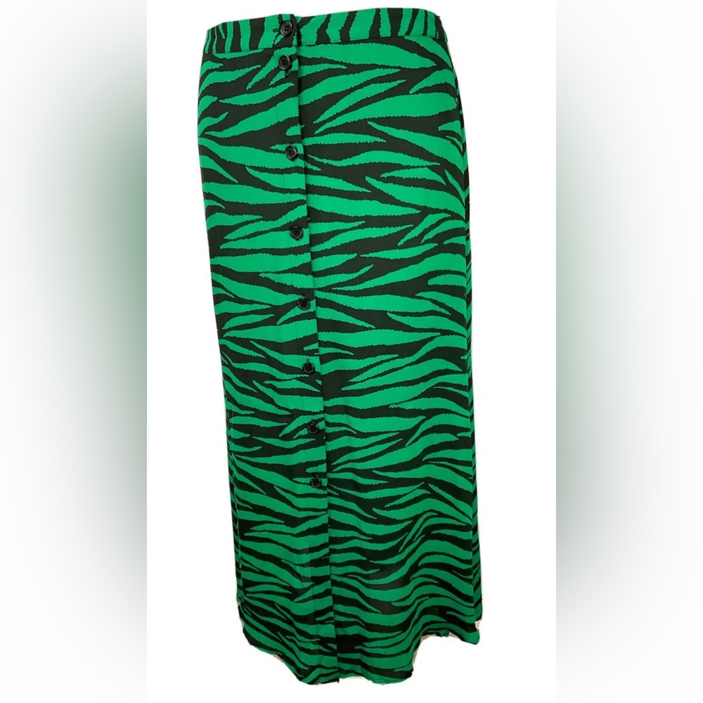 WHISTLES Animal Zebra Striped Print A Line Midi Buttoned Skirt UK 10 - Picture 5 of 10